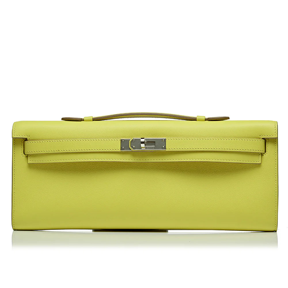 Hermès Lime Green Kelly Cut Clutch Bag