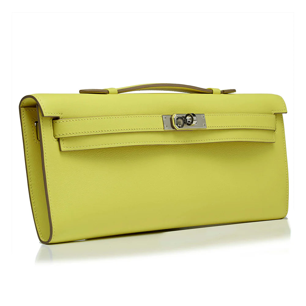 Hermès Lime Green Kelly Cut Clutch Bag