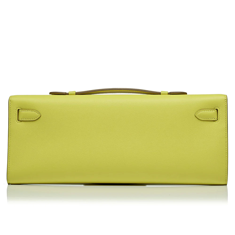 Hermès Lime Green Kelly Cut Clutch Bag