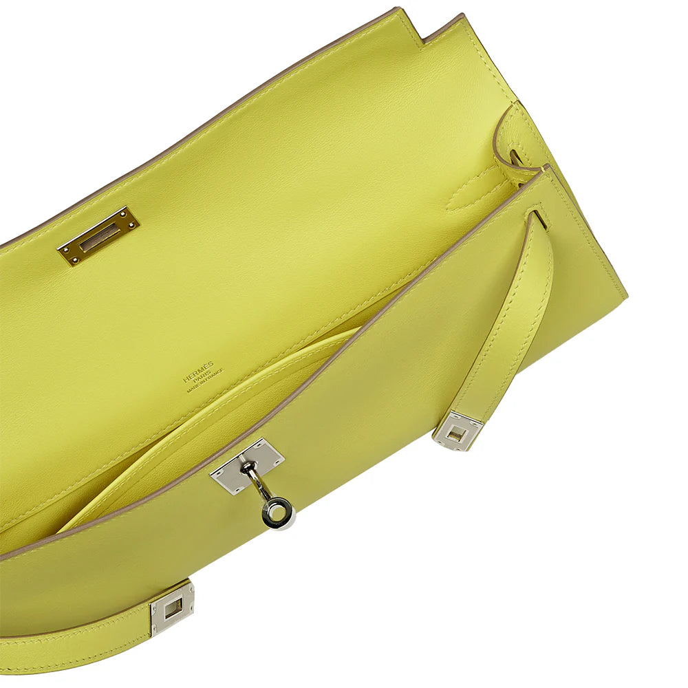 Hermès Lime Green Kelly Cut Clutch Bag