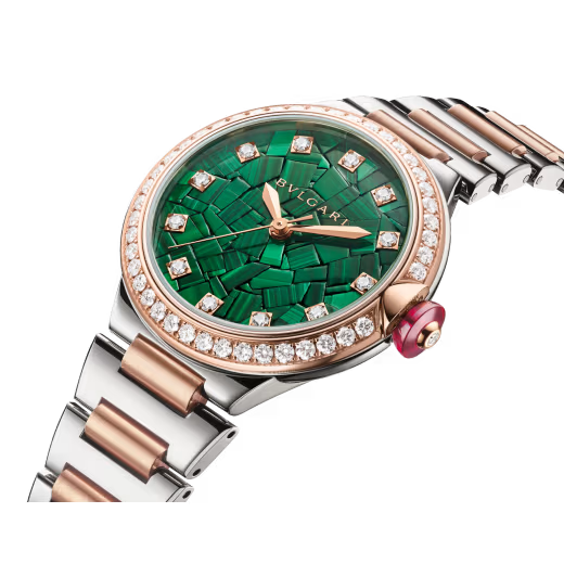 Women’s Lvcea Automatic Steel & Rose Gold Diamond Malachite Watch 103731