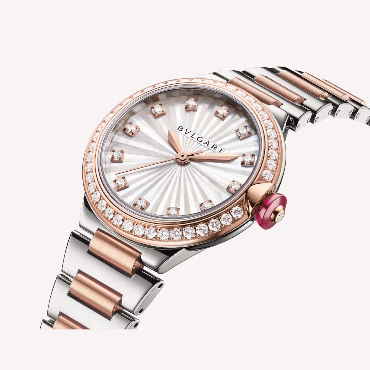 Women’s Lvcea Automatic Steel & Rose Gold Diamond Bezel MOP Watch 103825