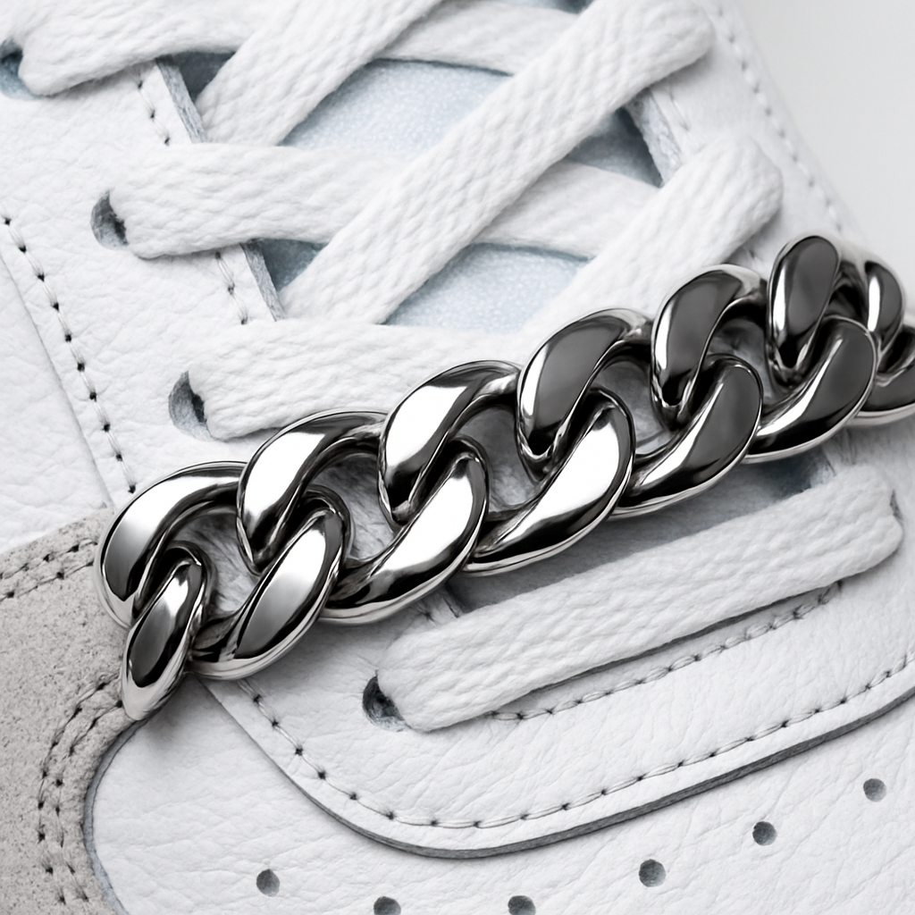 Silver Cuban Link Shoe Chains | Premium Sneaker Accessories – KNOTTY by KNOTTY
