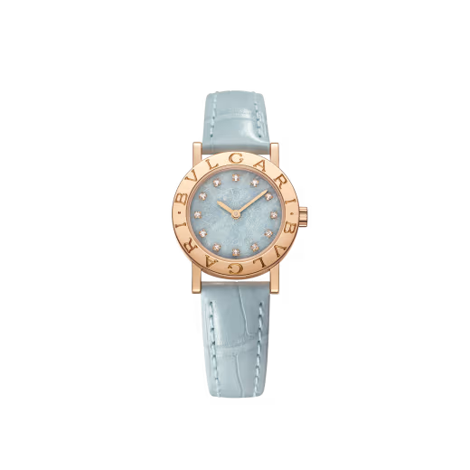 Bvlgari Rose Gold Blue Marble Diamond Watch