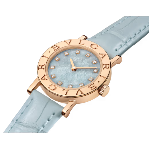 Bvlgari Rose Gold Blue Marble Diamond Watch