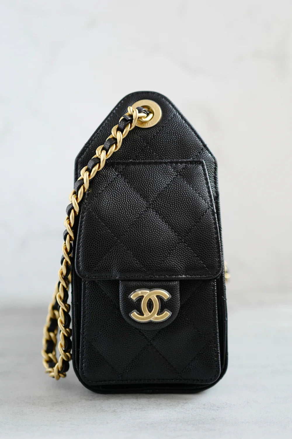 Chanel 26C Mini Hobo Bag in Black Grained Calfskin with Gold Hardware