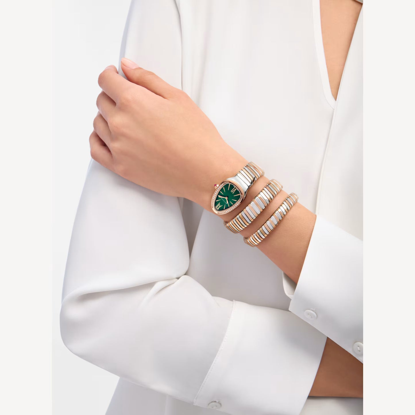 Serpenti Tubogas Rose Gold Green Diamond Spiral