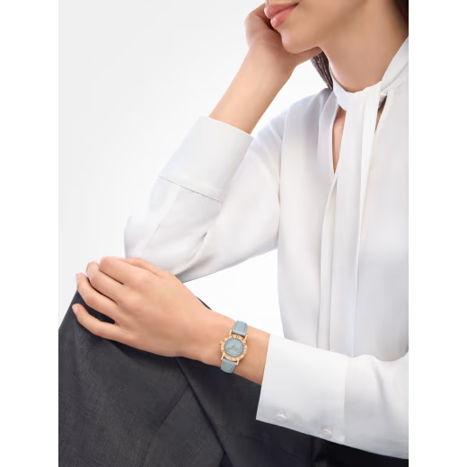 Bvlgari Rose Gold Blue Marble Diamond Watch