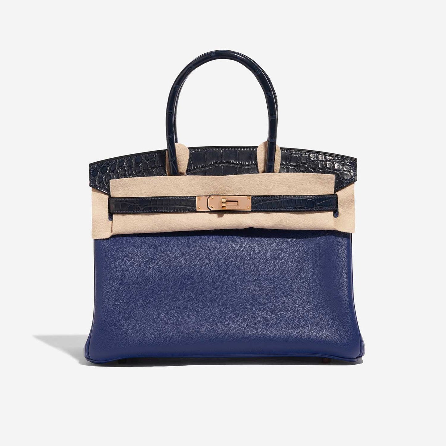 Hermès Birkin Touch 30 – Matte Alligator & Taurillon Novillo, Blue Sapphire / Blue Marine