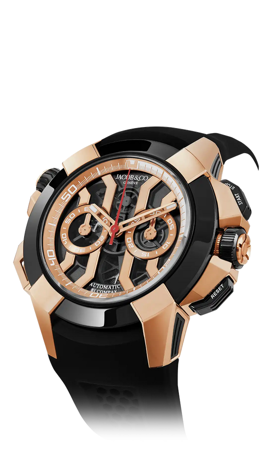 Epic X Chrono 47MM - Rose Gold & Black Ceramic Bezel (Black)