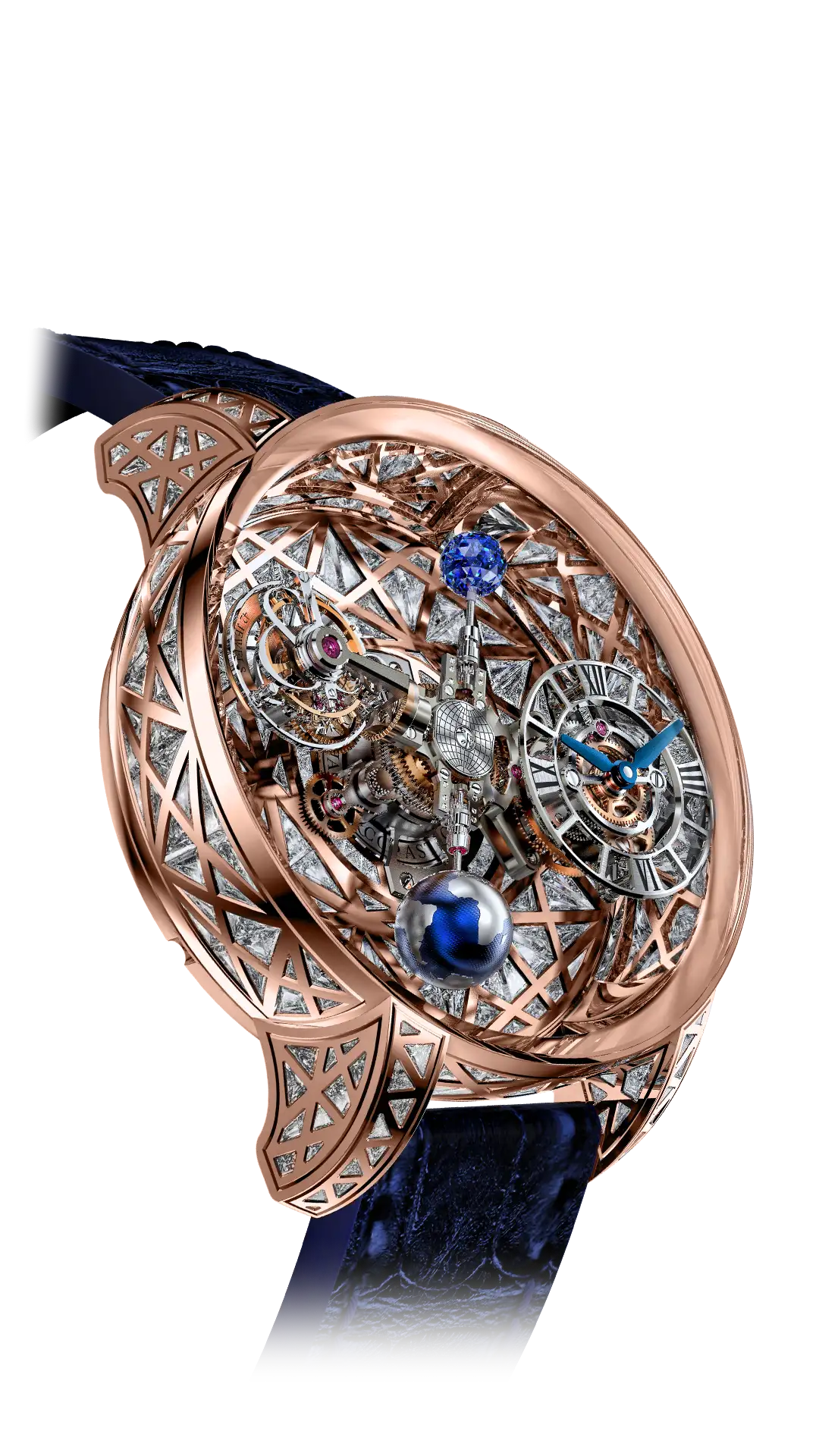 Astronomia Tourbillon Baguette - Rose Gold, Baguette Multicolor Sapphires