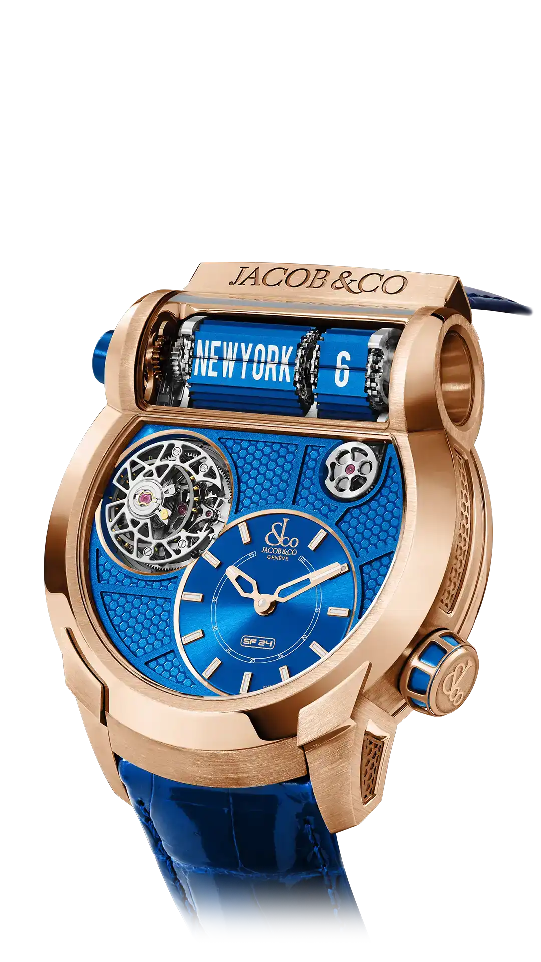 Epic SF24 Tourbillon - Rose Gold Black PVD Grid Dial