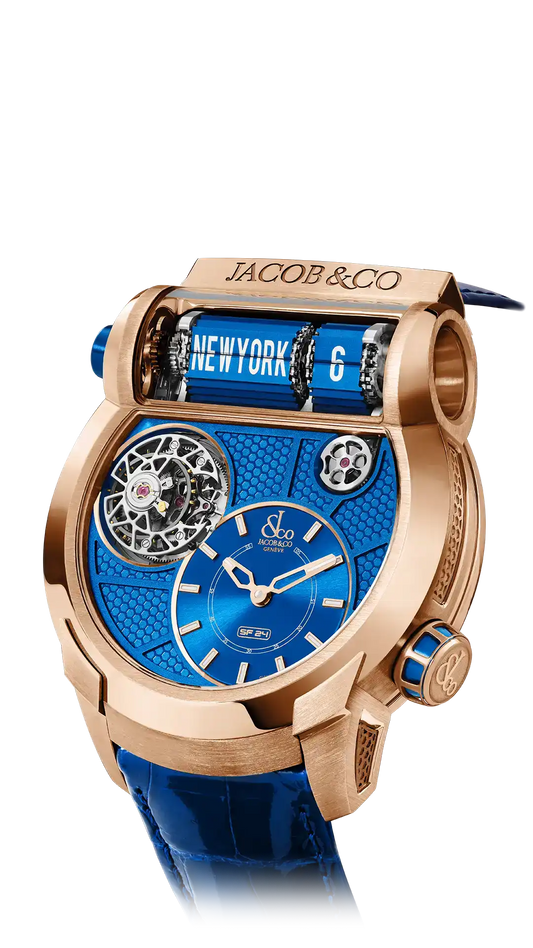 Epic SF24 Tourbillon - Rose Gold Blue PVD Grid Dial