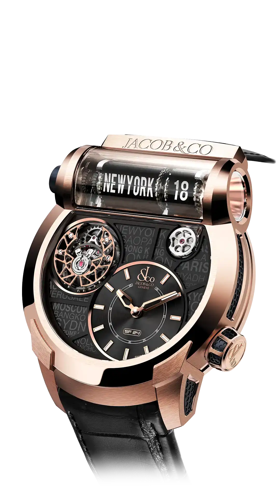 Epic SF24 Tourbillon - Rose Gold Blue PVD Grid Dial