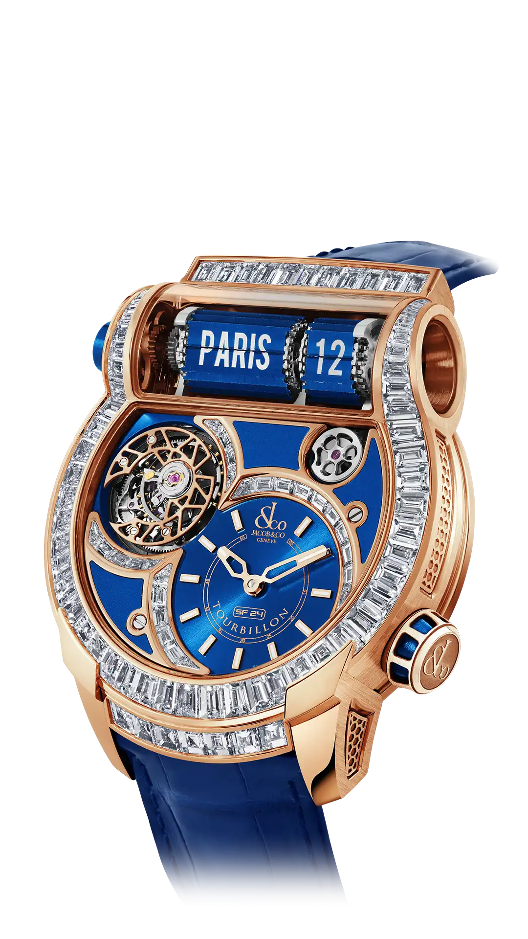 Epic SF24 Tourbillon Baguette - Rose Gold Blue Dial