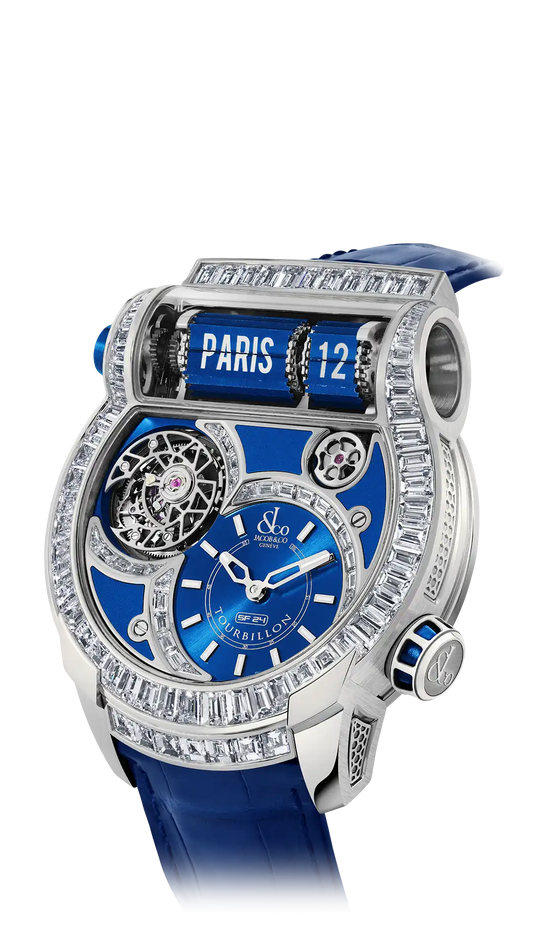 Epic SF24 Tourbillon Baguette - White Gold Blue Dial