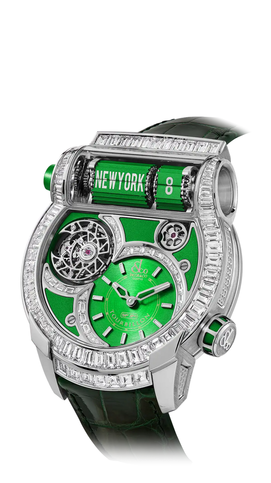 Epic SF24 Tourbillon Baguette - White Gold Green Dial