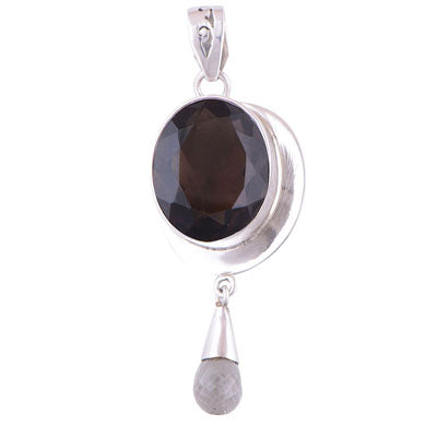 Green Amethyst, Smoky Topaz 925 Sterling Silver Pendant - R300387-16