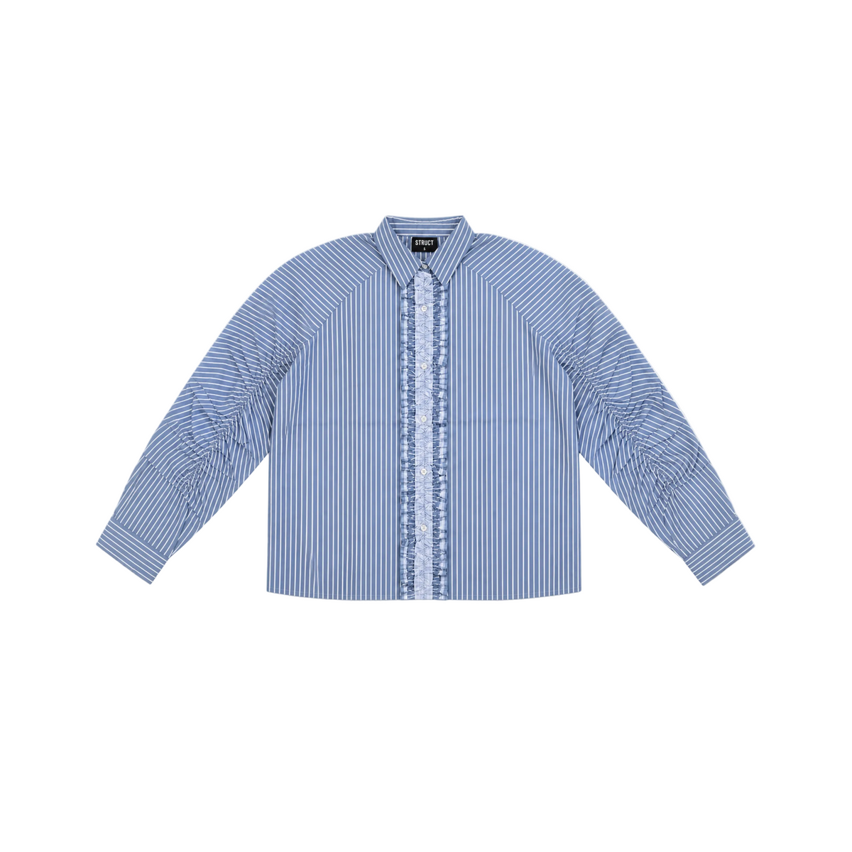 STRUCT RUFFLED PINSTRIPE SHIRT - COOL BLUE by STRUCT
