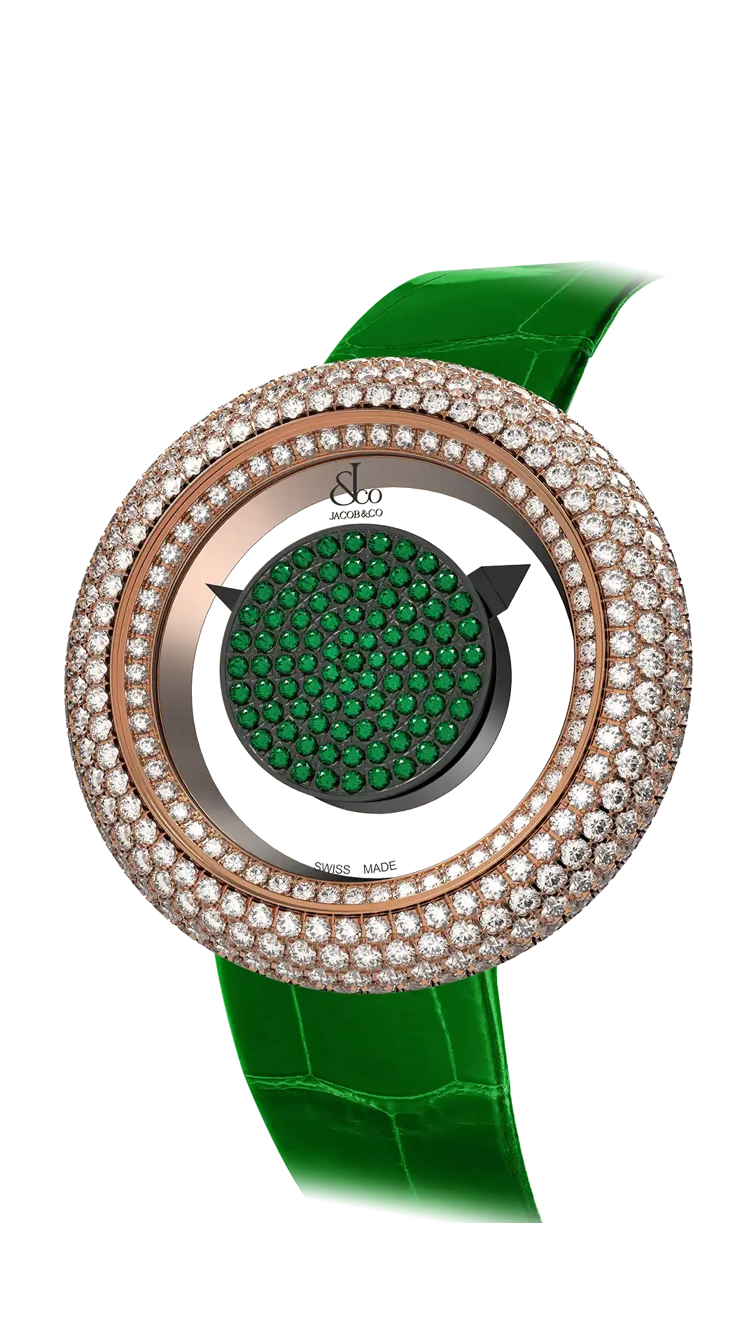 Brilliant Mystery Pave Diamonds - Tsavorites in Rose Gold (38MM)