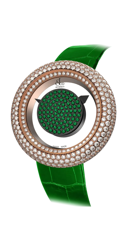 Brilliant Mystery Pave Diamonds - Tsavorites in Rose Gold (38MM)