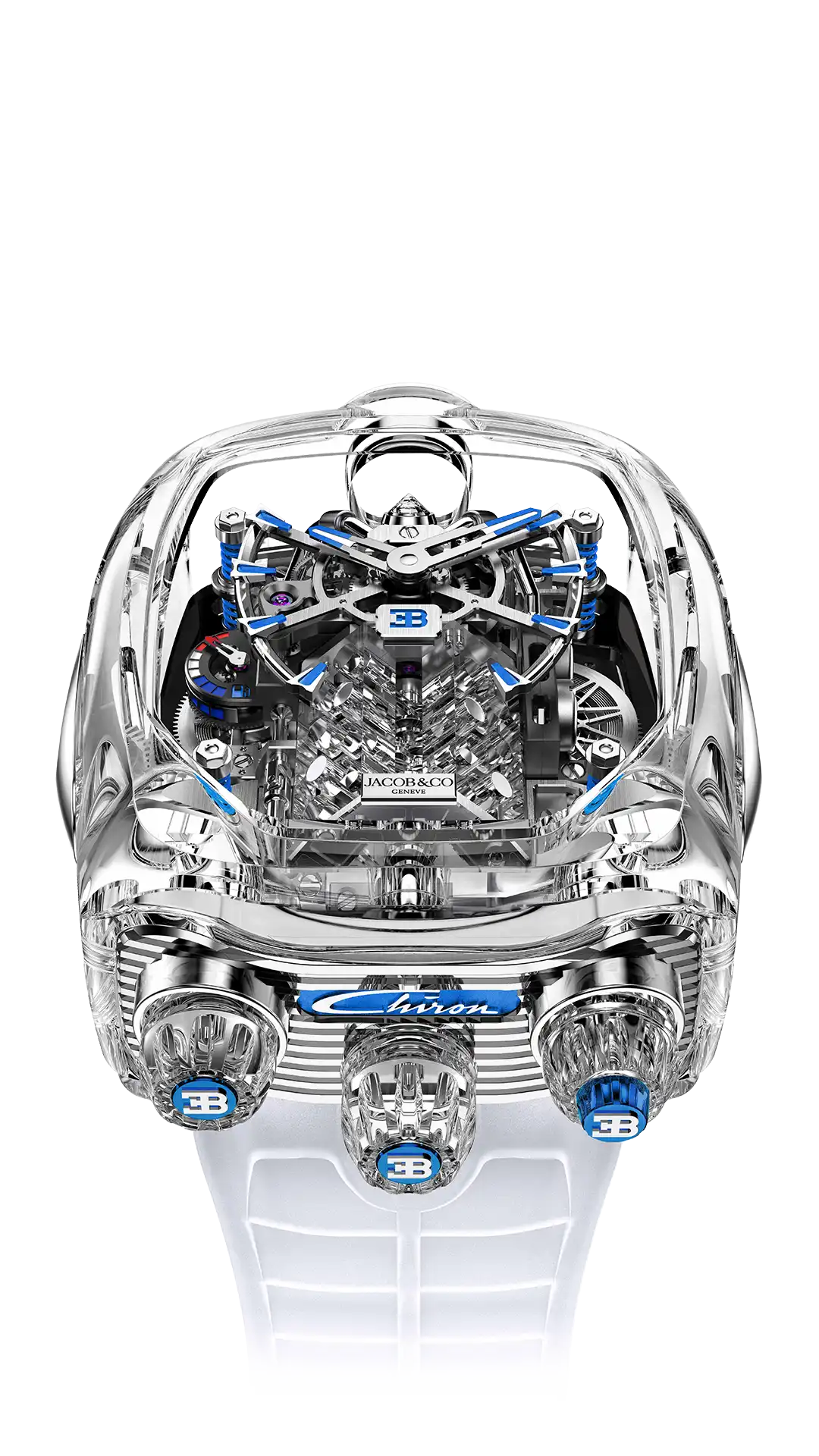 Bugatti Chiron Tourbillon Sapphire Crystal - Blue Sapphire Crystal with Rose Gold Backplate