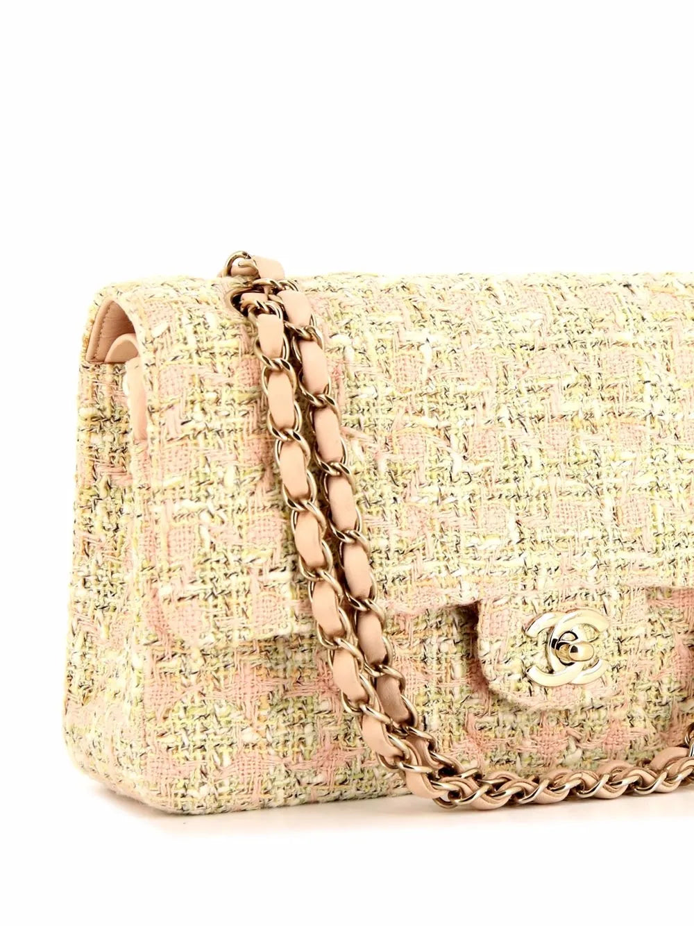 Chanel 2006 CC Logo Shoulder Bag – Pink/Beige Tweed with Leather & Gold Hardware