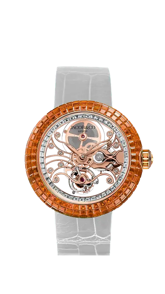 Brilliant Skeleton Baguette - Rose Gold - Orange Sapphires