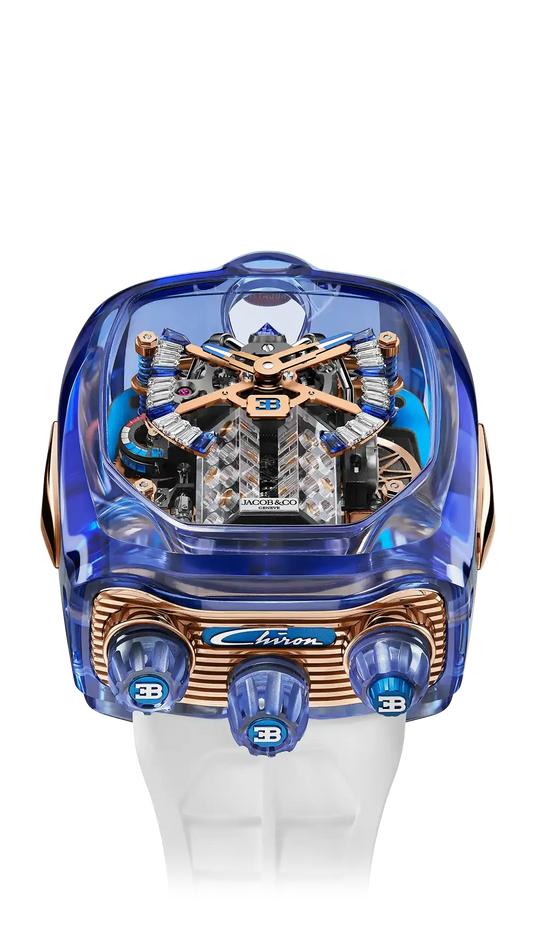 Bugatti Chiron Tourbillon Sapphire Crystal - Blue Sapphire Crystal with Rose Gold Backplate