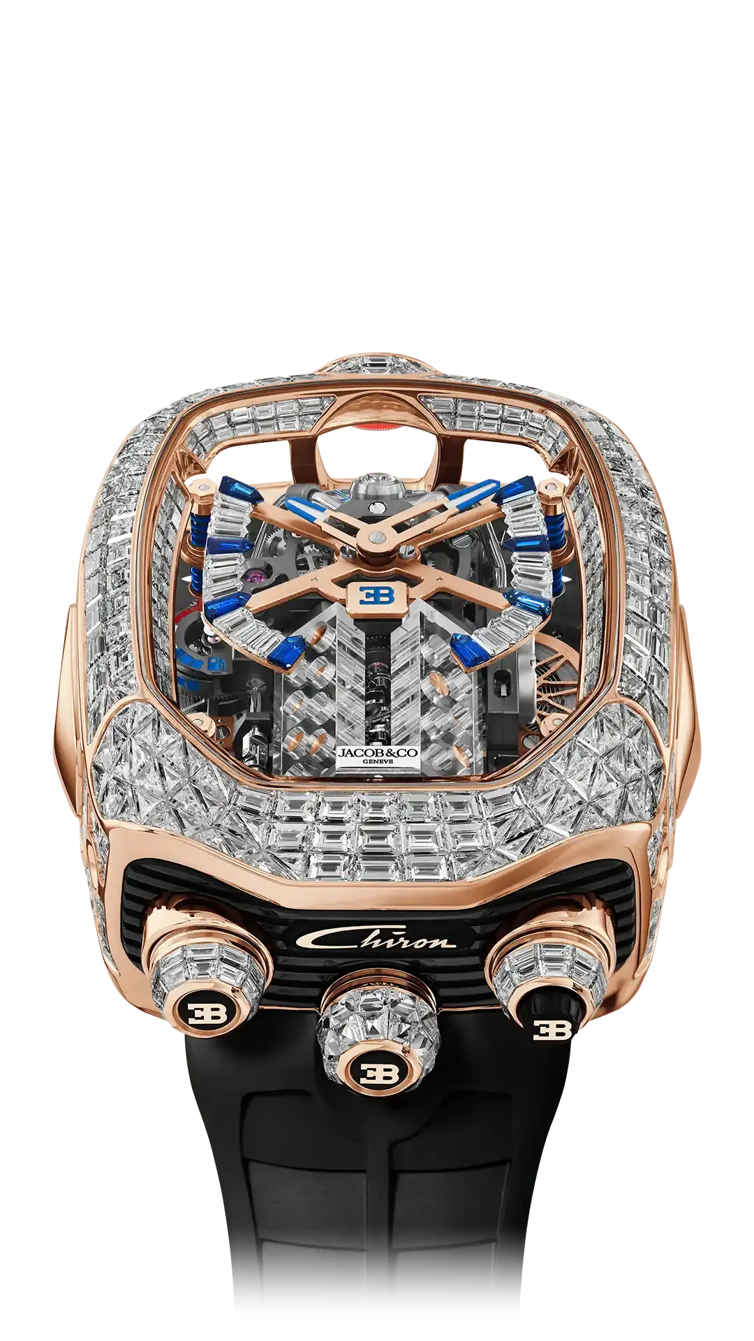 Bugatti Chiron Tourbillon Baguette - White Gold (Diamonds & Tsavorites)