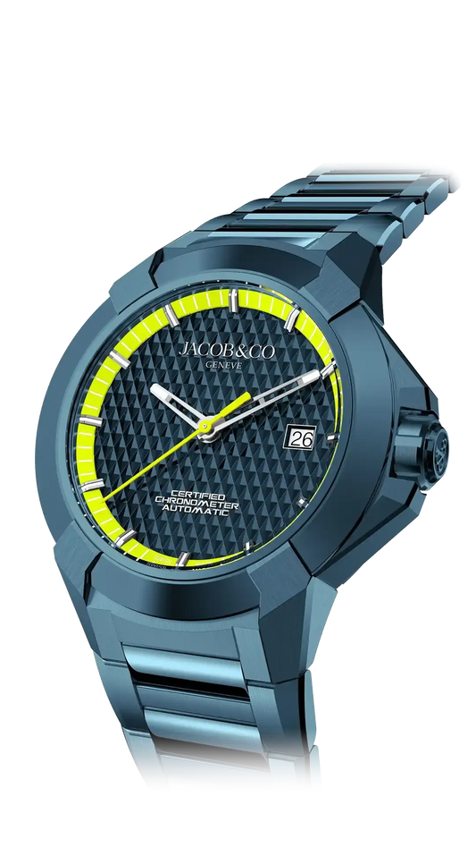 Epic X Sport - Blue PVD Steel & Neon Yellow (Metal Bracelet)