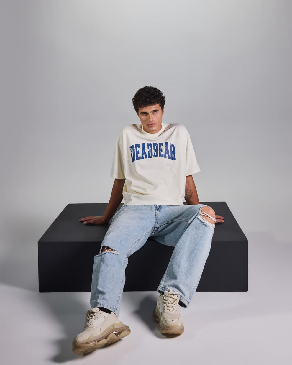 Distressed Cream White Tee 2.0 by DEADBEAR