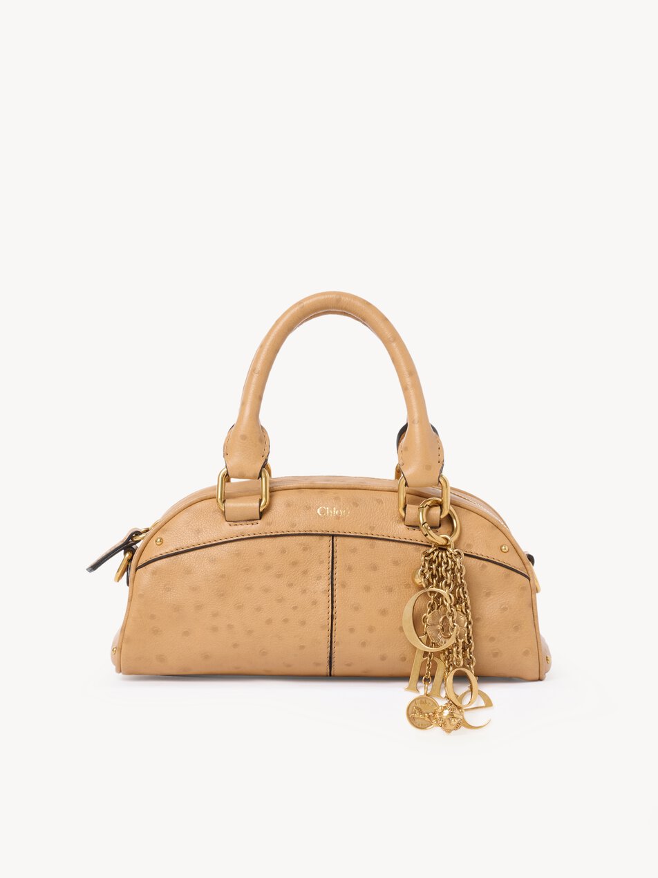 CHLOE Small Chloé bowling bag in ostrich-effect leather Bleached Brown by CHLOE