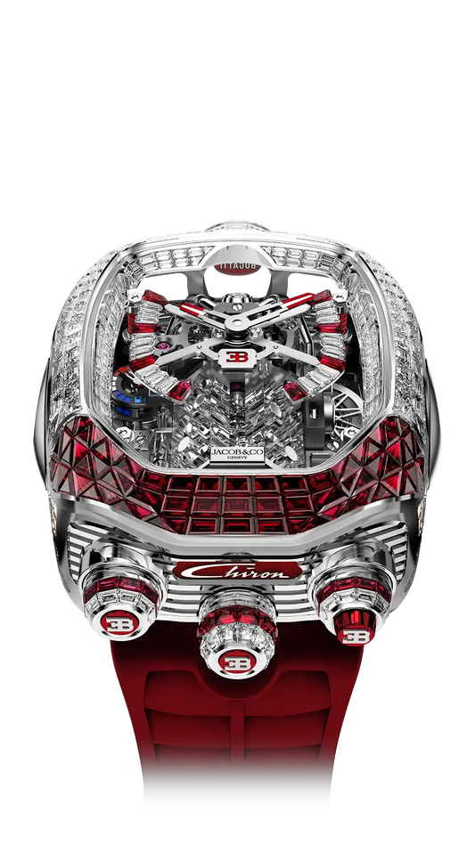 Bugatti Chiron Tourbillon Baguette - White Gold (Diamonds & Rubies)