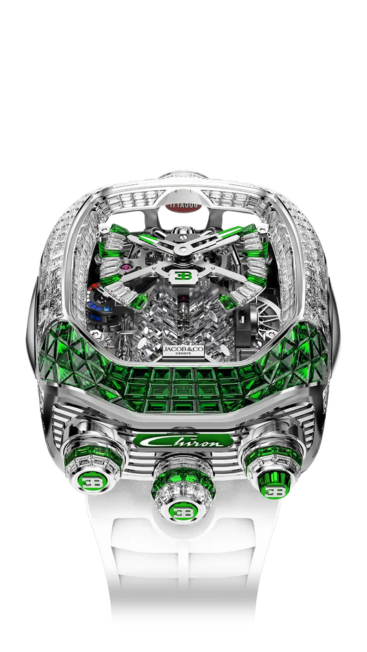 Bugatti Chiron Tourbillon Baguette - White Gold (Diamonds & Tsavorites)