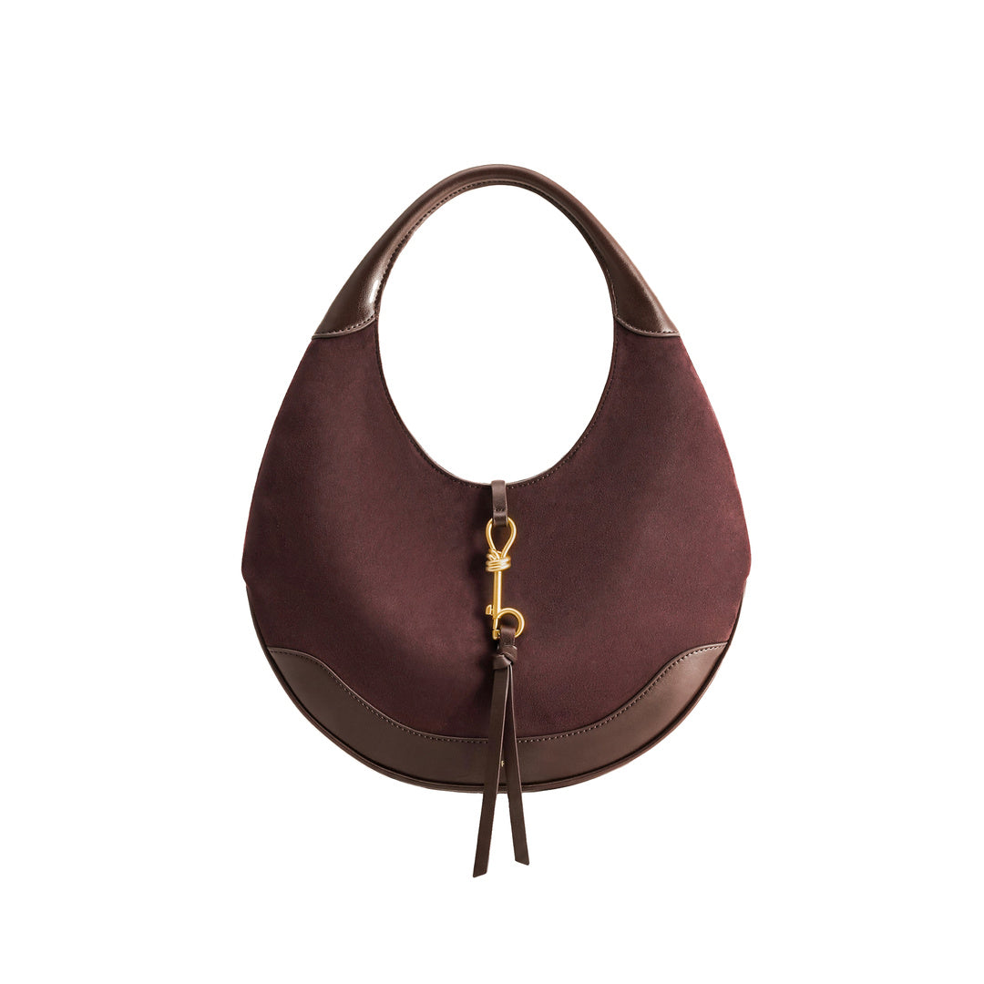 JW PEI Colette Faux Suede Crescent Hobo Bag - Dark Brown by JW PEI