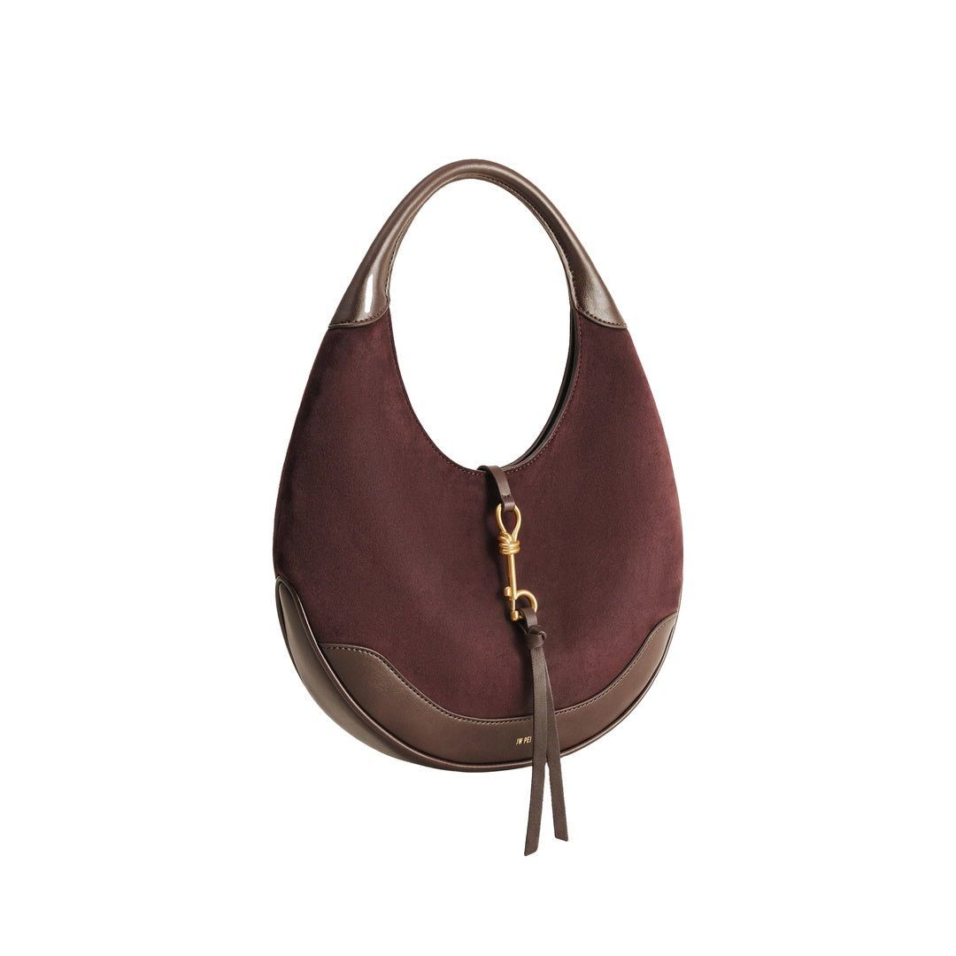 JW PEI Colette Faux Suede Crescent Hobo Bag - Dark Brown by JW PEI