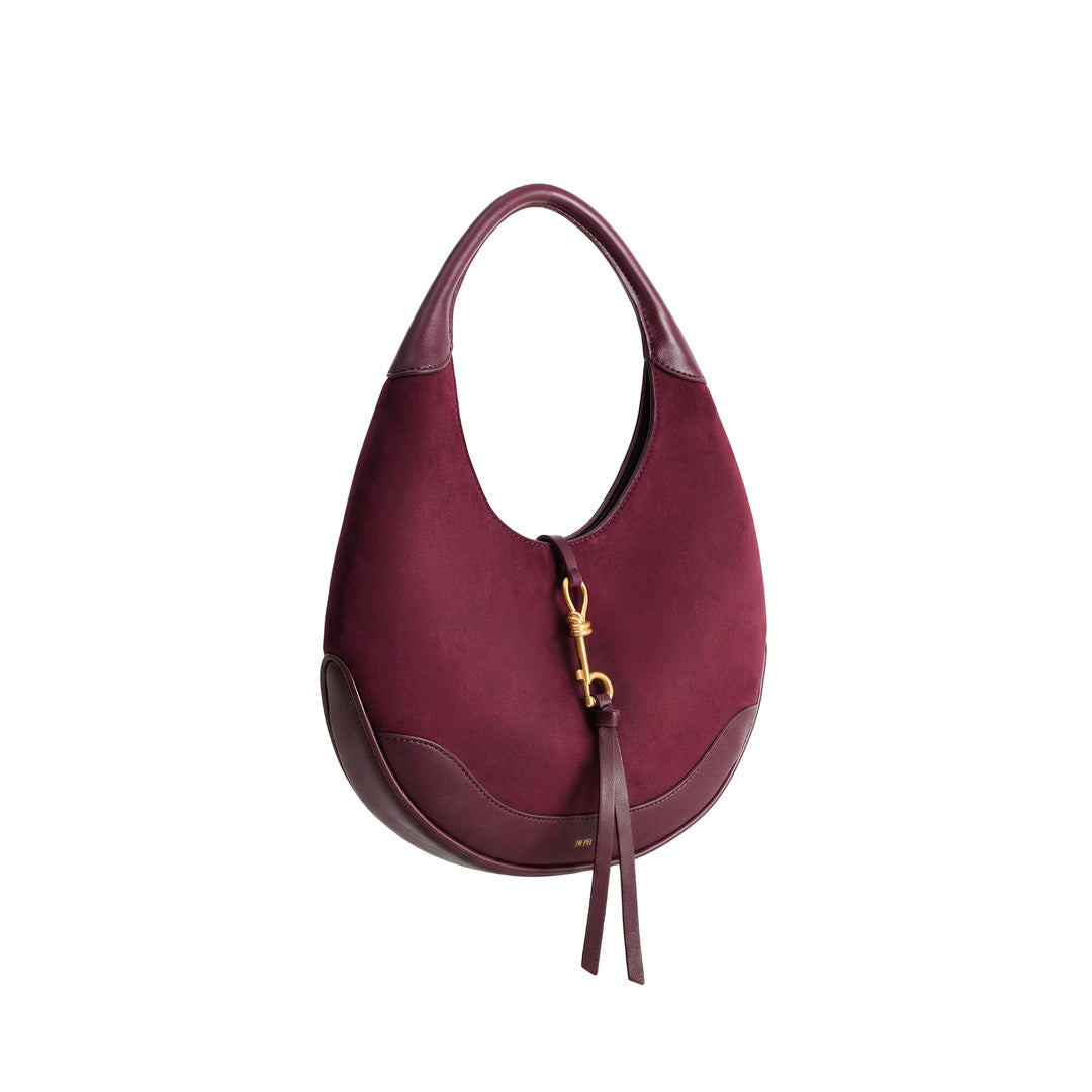JW PEI Colette Faux Suede Crescent Hobo Bag - Deep Claret by JW PEI