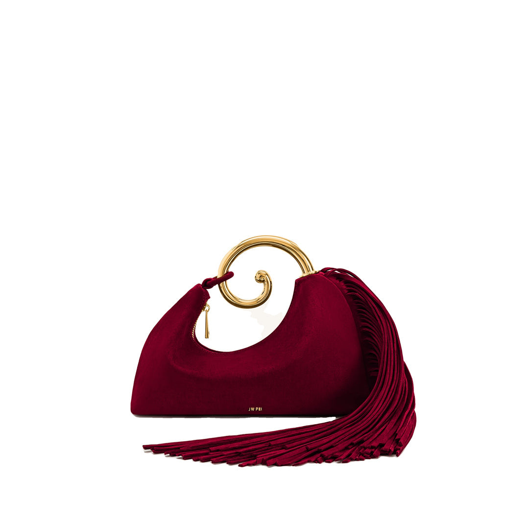 JW PEI Nell Fringe Hardware Top Handle Bag - Burgundy by JW PEI
