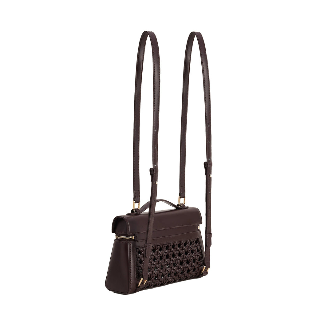 JW PEI Thea Large Woven Top Handle Bag - Dark Red by JW PEI