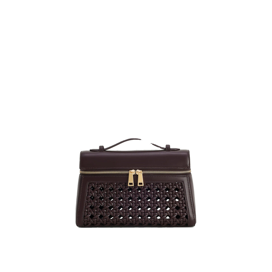 JW PEI Thea Large Woven Top Handle Bag - Dark Red by JW PEI
