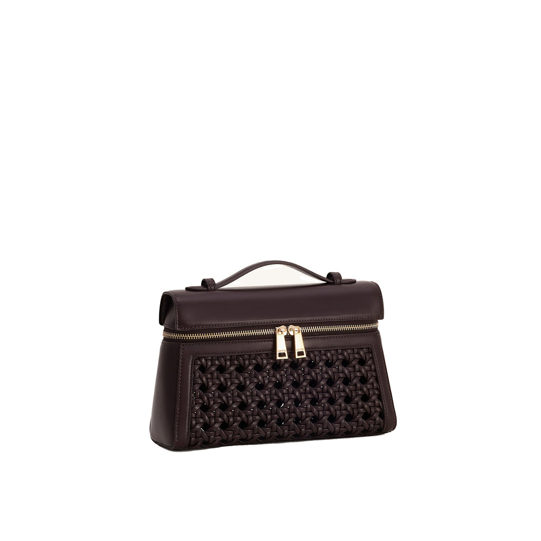 JW PEI Thea Large Woven Top Handle Bag - Dark Red by JW PEI