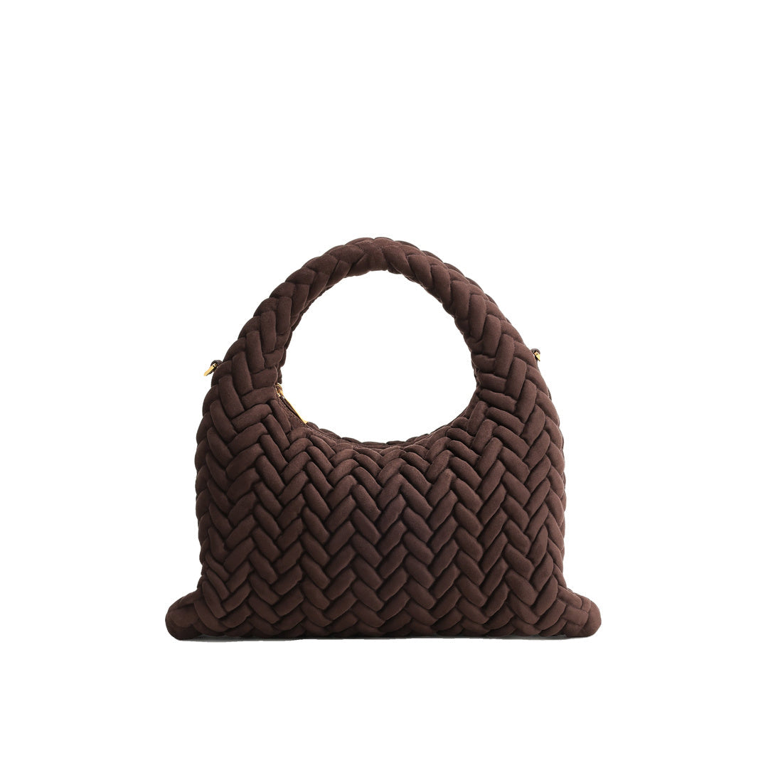 JW PEI Cora Faux Suede Quilting Handle Bag - Dark Brown by JW PEI