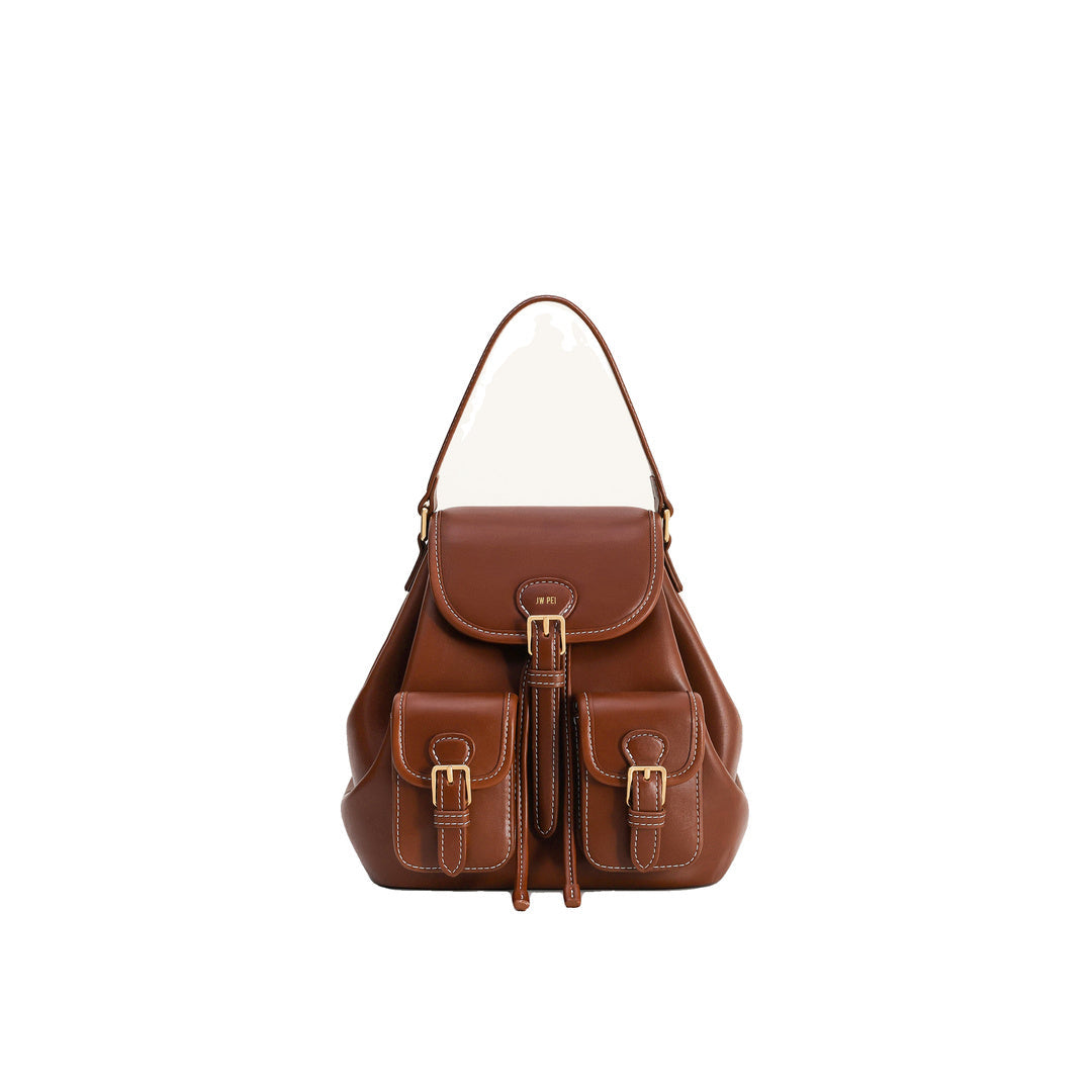 JW PEI Harper Buckle Pocket Backpack - Dark Brown by JW PEI
