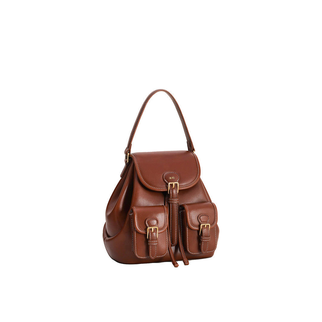 JW PEI Harper Buckle Pocket Backpack - Dark Brown by JW PEI