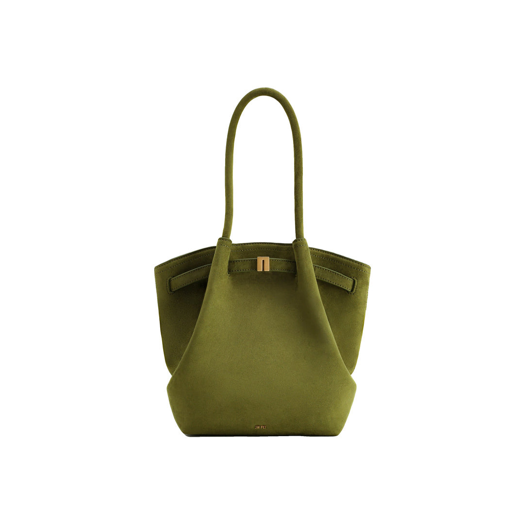 JW PEI Hana Column Faux Suede Tote Bag - Olive Green by JW PEI