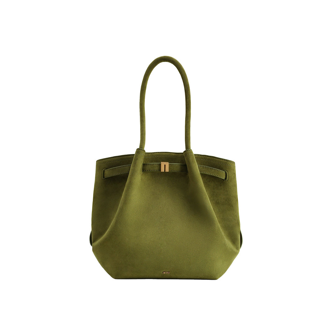 JW PEI Hana Column Faux Suede Tote Bag - Olive Green by JW PEI