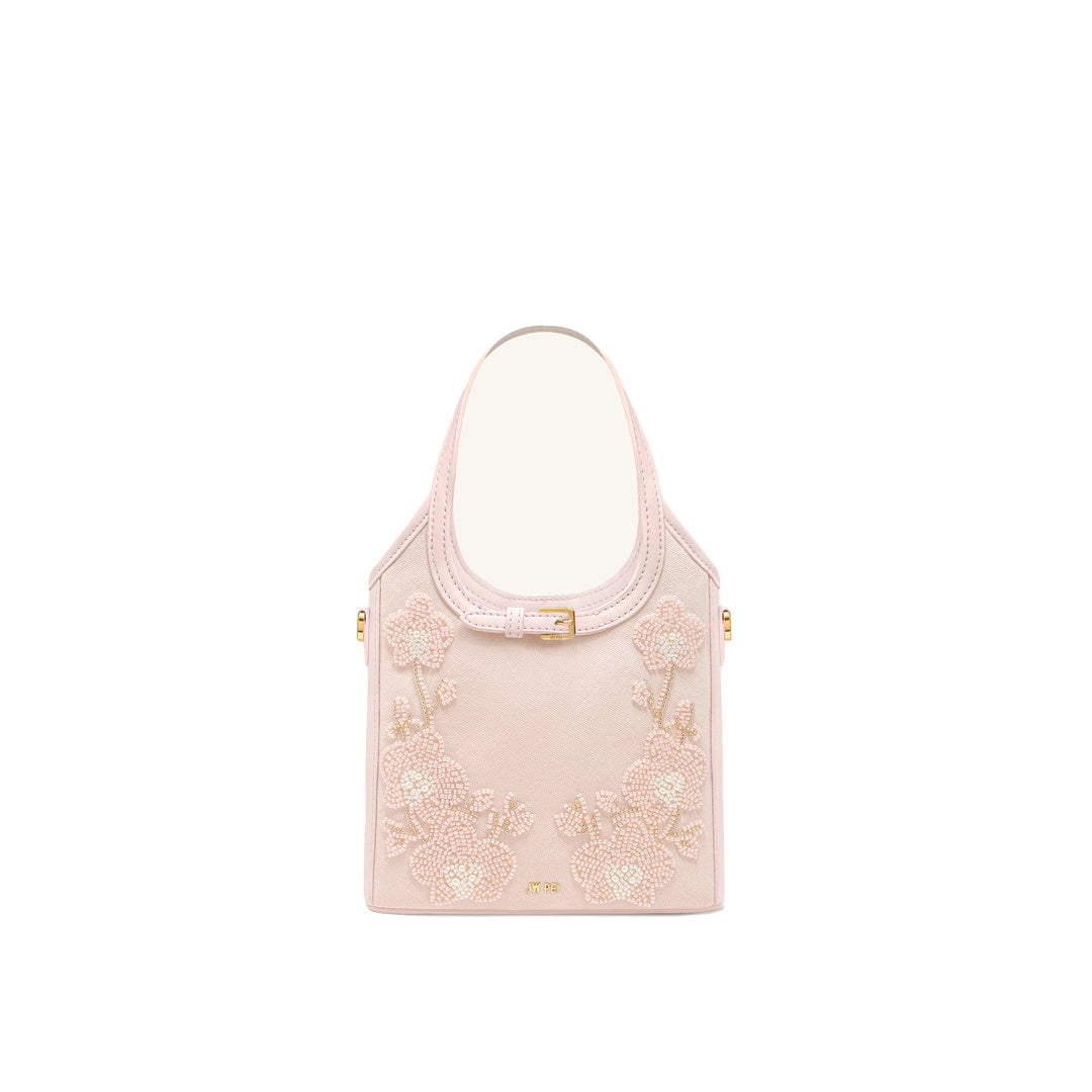 JW PEI Brooke Mini Belted Embellished Orchid Beaded Top Handle Bag - Pink by JW PEI