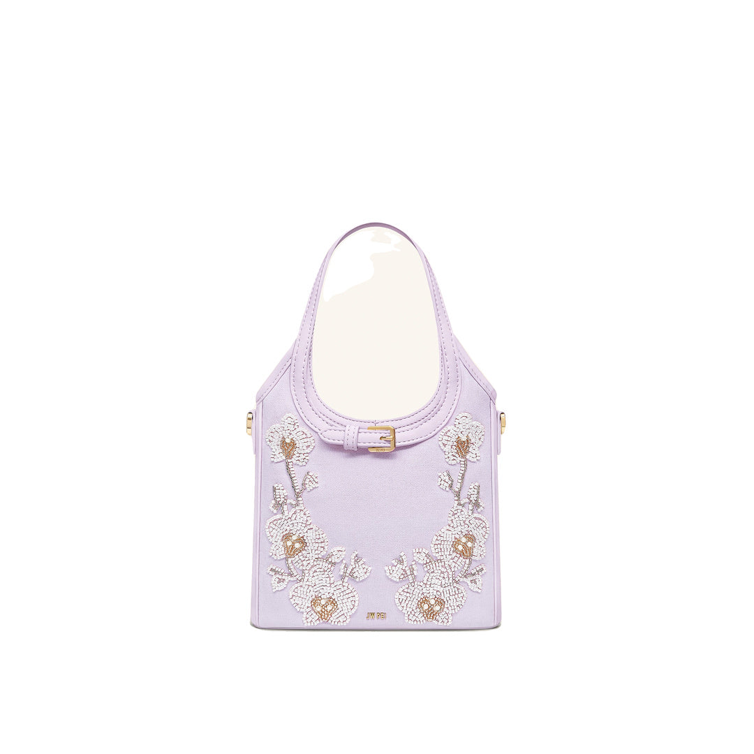 JW PEI Brooke Mini Belted Embellished Orchid Beaded Top Handle Bag - Lavender by JW PEI