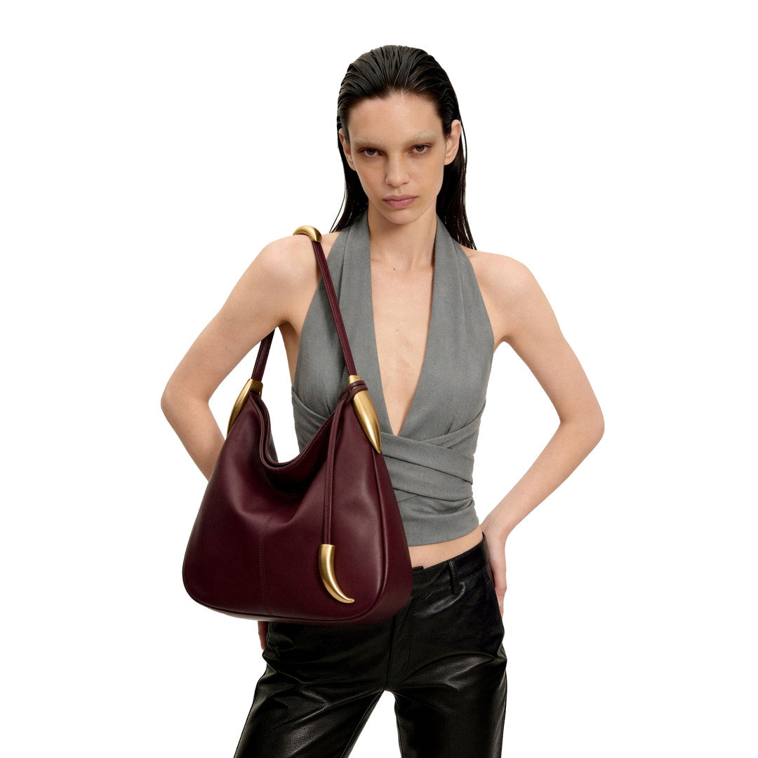 JW PEI Nina Metal Charm Hobo Bag - Burgundy by JW PEI
